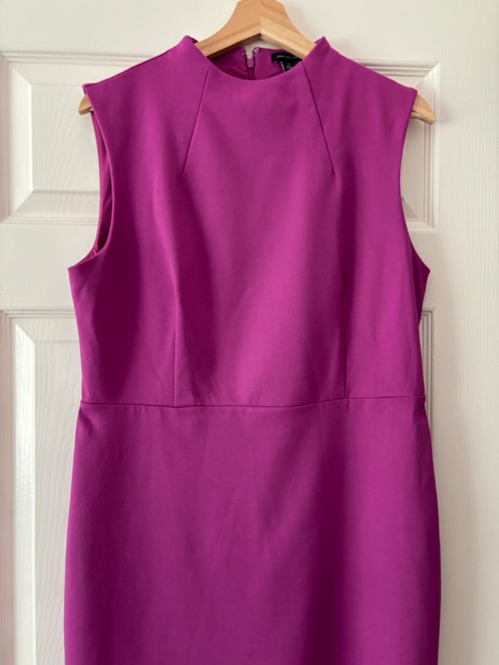 Ann Taylor Ponte Mock Neck Sheath Midi Dress - Fuchsia Size 12P - Picture 6 of 10